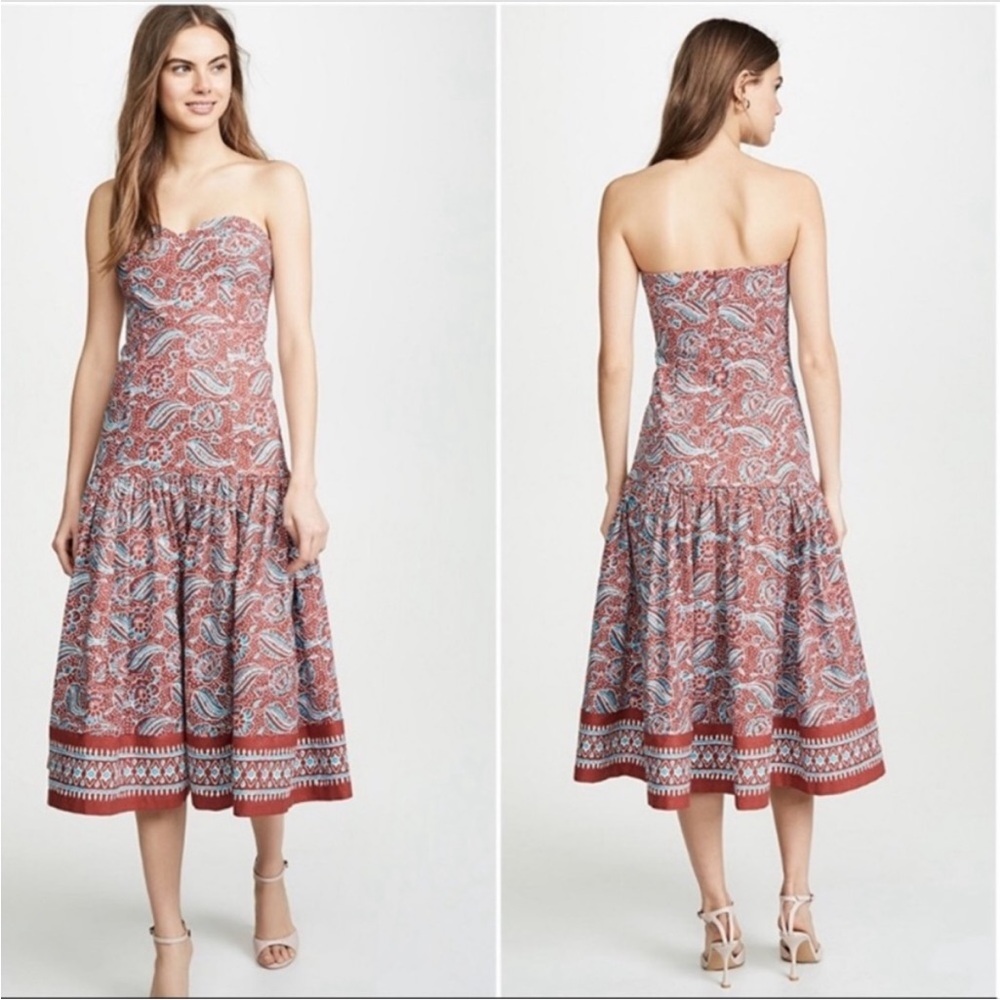 Veronica Beard Fiore Strapless Midi Dress size 4